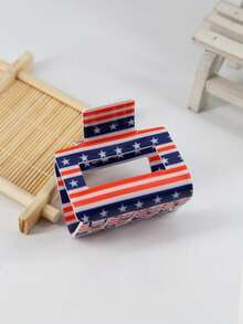 1/3 chiếc kẹp tóc hình vuông rỗng 5cm in cờ quốc kỳ, làm bằng chất liệu giả da PVC, thích hợp cho ngày Quốc khánh 4 tháng 7 và sử dụng hàng ngày. - Nhiều màu - Xem 8