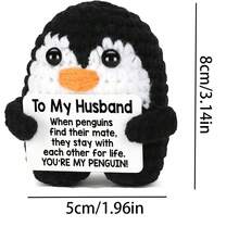 1 Stück handgefertigte gehäkelte Pinguin, Geburtstagsgeschenk für Ehefrau, handgemachtes Pinguin-Jahrestags-Geburtstagsgeschenk für Ehemann, Ich liebe dich, süße sentimentale Dekoration - Verschiedenfarbig - Übersicht 2