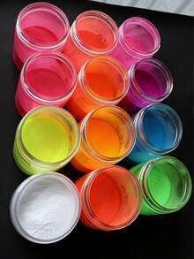 高显色度霓虹美甲浸粉套装，12种浓郁色彩，涂抹顺滑，持久耐用，适用于美甲延长、美甲装饰、美甲艺术设计，家用及美甲沙龙均可使用（1公斤/盒） - 彩色 - 查看 2