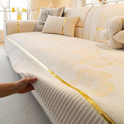 1pc Luxury Jacquard Velvet Sofa Cover - Pet Friendly, Machine Washable Sofa Slipcover For All Seasons - Fits Single To Sectional Sofas - Perfect For Living Room, Bedroom, Office Decor (Pillow Not Included)