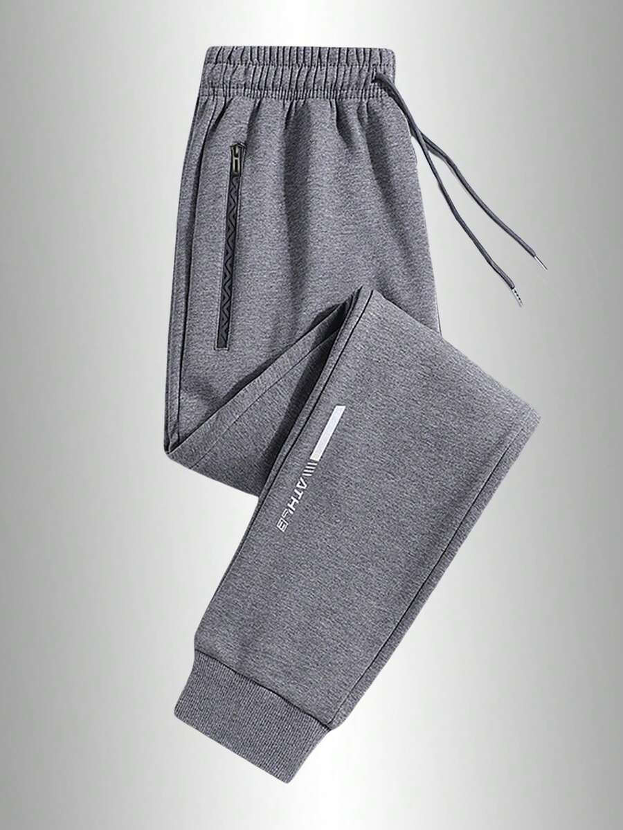 Men's Casual Pants, Suitable For Spring, Summer, Autumn And Winter, With Pockets And Zipper, Suitable For Daily Outings, Sports, Running, Hiking, Travel And Leisure Wear