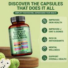 Miriyalyad 24 In 1 Soursop Shilajit Sea Moss Lions Mane Supplement, Immune & Energy Support, 120 Capsules - 1PCS - 查看 6