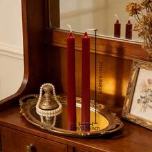 Multiple Red Scented Candles With Gear Cylinder Center Decor, Christmas Tree Home Decor Candles, Slender Christmas Candles, Suitable As Christmas Gifts, Gifts For Ladies, Gifts For Best Friends, Winter Gifts, Christmas Room Decor, Christmas Presents - Burgundy - View 14