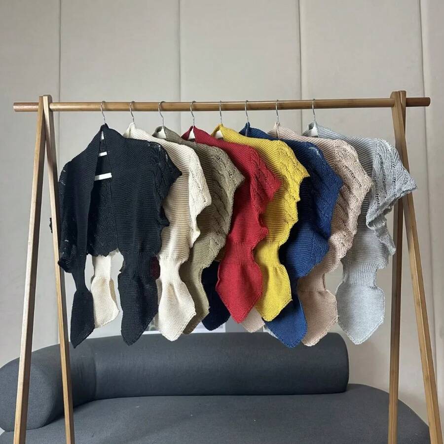 1PCS New Knitted Shawl Women's Outdoor Wear Spring And Autumn Scarf Office Collar Shoulder Cold And Summer - Khaki - View 1