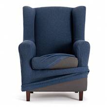 Kiva Universal And Versatile Wingback Chair Cover, Various Colors Available – Easy-To-Fit Protective Chair Cover For Backrest, Seat And Arms - 特洛伊藍 - 查看 9