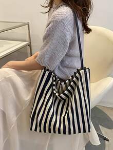 Túi tote vải kẻ sọc thời trang, túi tote vải kẻ sọc cổ điển, túi xách vải kẻ sọc phong cách nghệ thuật, dung tích lớn, rộng rãi, đa năng, độc đáo, túi đeo vai kẻ sọc, túi đeo vai dung tích lớn, thiết kế giản dị, rộng rãi, đa chức năng - Thích hợp cho công việc, trường học, hoạt động ngoài trời, túi đựng văn phòng phẩm, túi vải, túi đi biển, văn phòng, lớp học hoặc các chuyến đi trong ngày, túi du lịch dành cho nữ, sử dụng trong kỳ nghỉ, ba lô đi làm, đi học hoặc học tập ngoài trời, túi đi biển. - Nhiều màu - Xem 8