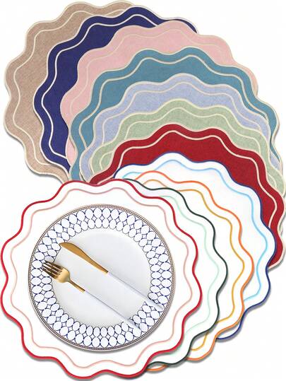 1/2/4pcs Embroidered Fabric Holiday Placemats, Suitable For Wedding Party Table Decor, Minimalist Elegant European Style Fabric Placemats, Simple New Fresh Placemats