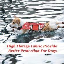 Adjustable Dog Life Jacket, High Buoyancy Reflective Pet Life Vest With Rescue Handle, Asymmetrical Pattern, Suitable For Medium And Large Dogs - Red - View 5