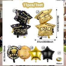 Graduation Balloon Set, Includes Black & Gold Graduation Cap Balloons, Pentagram Foil Balloons, Suitable For Graduation Ceremony, School Classroom Decoration - View 7