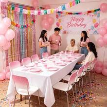 10 Stücke/20 Stücke/50 Stücke/80 Stücke rosa Farbverlauf Glitzer Papier Geschirr, rosa Pappteller & Becher 6,5" Servietten - 9" Speiseteller und 7" Dessert Teller, Partyzubehör geeignet für Hochzeit, Bridal-Shower, Geburtstagsfeier Dekoration, unisex - Rosa Farbverlauf - Übersicht 5