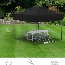 10x10 Pop Up Canopy with 4 Removable Sidewalls, Beach Tent - UV Protection, Outdoor Gazebo with 1-Button Push,  Outdoor Sun Shade Events, Parties, Camping - Negro - Ver 3