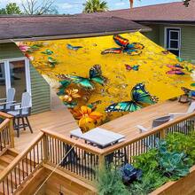 1pc Colorful Butterfly & Mandala Floral Print Bohemian Style Tropical Flower Pattern Camping Tent, Outdoor Sun Shade, Hammock Canopy, Thick UV Protection Garden Gazebo, Beach Sunshade, Outdoor Adventure Equipment With Long Hanging Rope, Multiple Sizes Available - A - View 2