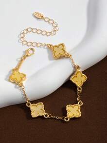 1 pieza Pulsera de trébol de cuatro hojas elegante y de moda, adecuada para vacaciones y uso en fiestas - Multicolor - Ver 4