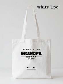 Dad/Grandpa Print Canvas Shoulder Bag Men's Tote Bag Practical Father's Day Gift Storage Bag - Multicolor - View 21