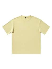Men's Pale Yellow Ribbed Casual T-Shirt, Stretch Loose Short Sleeve, Commute Camping Beach Fashion Top - Yellow - View 5