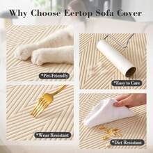 Couch Cushion Covers For Sectional Sofa Wear Resistant Stretch Sofa Slipcovers For Sofa Cushion Furniture Protector Washable Couch Seat Cover For Pets Beige 2 Seat Covers S+ 1 Chaise - Beige - View 6
