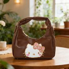 Miniso 三丽鸥 Hello Kitty 豹纹系列包包，保龄球包/饺子包/腋下包 3 种款式可选，经典卡通印花，大容量多功能设计，通勤、上学、旅行、汽车休闲百搭手提包/斜挎包（1 件装） - 彩色 - 查看 14