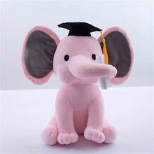 9.84 Inch/25cm Plush Graduation Elephant Doll, Soft Fluffy Stuffed Animal, Gray/Pink, Cute Home Decor, Children's Birthday Gift, Mother's Day, Graduation, Wedding Decoration, Christmas Gift - Multicolor - View 12
