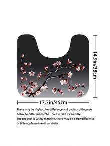 1/3/4 件套黑色背景粉色樱花浴室浴帘套装；优雅简约设计，防水防霉，尺寸 71 英寸 x 71 英寸，耐用涤纶面料，包含 12 个挂钩、马桶盖、浴垫和地毯，适用于节日装饰、卧室、浴室、旅行必备，是返校/毕业/母亲节的理想礼物。 - 黑粉 - 查看 10