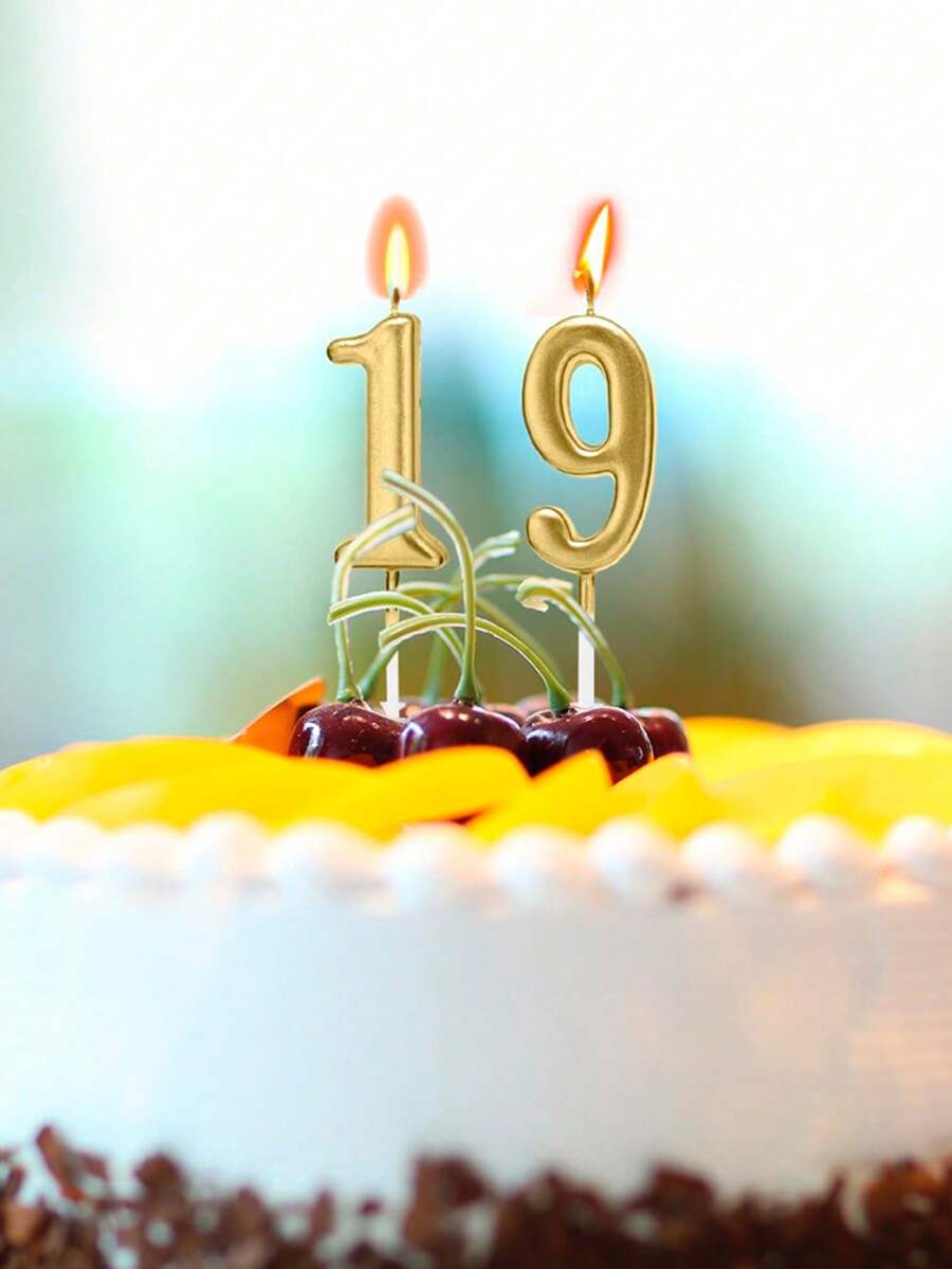 1支可爱金色数字0-9蜡烛,适用于生日蛋糕装饰、周年纪念、生日纪念品及其他节日活动 - 金色 - 查看 1