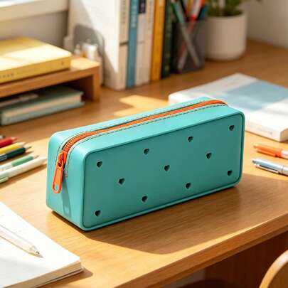 2026 Cute & Fashionable Silicone Pencil Case, Large Capacity Stationery Storage Bag, Heart & Star Design, Easy To Clean, Suitable For Students
