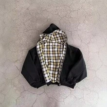Mens Oversized Reversible Hoodies Women Plaid Preppy Hoodie Streetwear Vintage Zipper Hooded Sweatshirt  All    Oversized    Christmas  Halloween  Thanksgiving Day - màu đen - Xem 1
