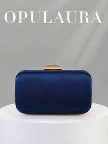 OpulAura 复古优雅缎面手拿包，褶皱设计，时尚晚礼服包，魅力精致的正式派对手提包，奢华盒形小包，适合派对/婚礼/正式晚宴等场合，配有链条肩带，可肩背或斜挎。 - 藏蓝色 - 查看 6