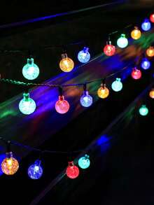 1PC Solar Bubble Ball String Lights 4/5/7m 20/30/50 LED Beads Garden Balcony Atmosphere Light Holiday Decoration Essential Outdoor Waterproof Yard Decor Light 8 Modes Crystal Ball String Easter Spring Christmas Camping Tent Atmosphere Light - 彩色 - 查看 3