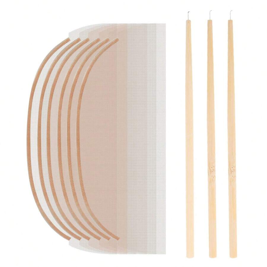 Bộ dụng cụ làm tóc giả dành cho người mới bắt đầu bao gồm 5 lưới ren tóc giả và 3 kim thông gió, thích hợp cho người mới bắt đầu thực hành làm tóc giả ren. - Xem 1