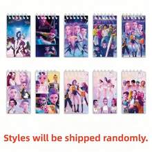 100 Sets New 10 Pcs/Set Cartoon Notebook K-Pop Cute Anime Character Pattern Portable Spiral Notebook 24 Pages, Children's Festival Gift - Multicolor - View 4