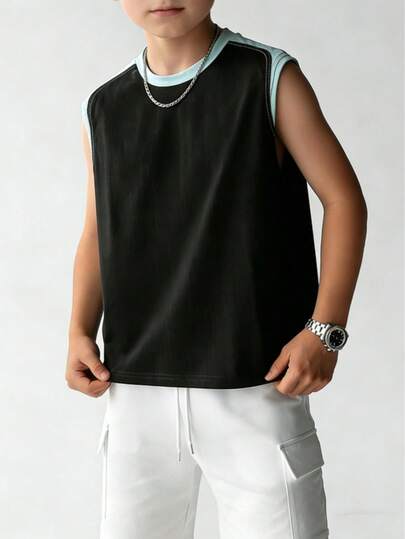 Boys & Teenage Students Casual Crew Neck Sleeveless Tank Top, Cool & Stylish, Spring/Summer