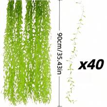 JHSHUDSE 40根超长奢华柳叶藤蔓 - 优雅的人造常绿垂吊藤蔓，浓密且质感丰富的绿叶，可提升家居/户外景观，适用于新年、复活节、圣帕特里克节、开斋节和春季装饰，是客厅、婚礼/商店和酒店装饰的理想之选，经久耐用的人造花/藤蔓装饰，无需维护 - 40條 - 查看 11