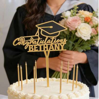 1/3 pièces Décorations personnalisées pour gâteau de fête de remise des diplômes ou de mariage, convenant pour les fêtes de remise des diplômes, les gâteaux de mariage principaux, les décorations de table de dessert, les diplômés, et les décorations d'anniversaire de mariage des mariés et des mariées. Plusieurs tailles disponibles, convenant pour les fêtes de remise des diplômes, les rassemblements, les événements de rentrée scolaire, les banquets de mariage, les fiançailles, les ustensiles de cuisine et d'autres occasions.