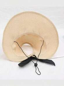Sun Visor Hats For Women Wide Brim Straw Roll-Up Ponytail Summer Beach Hat UV UPF Packable Foldable Travel Boho Bow - Nhiều màu - Xem 2