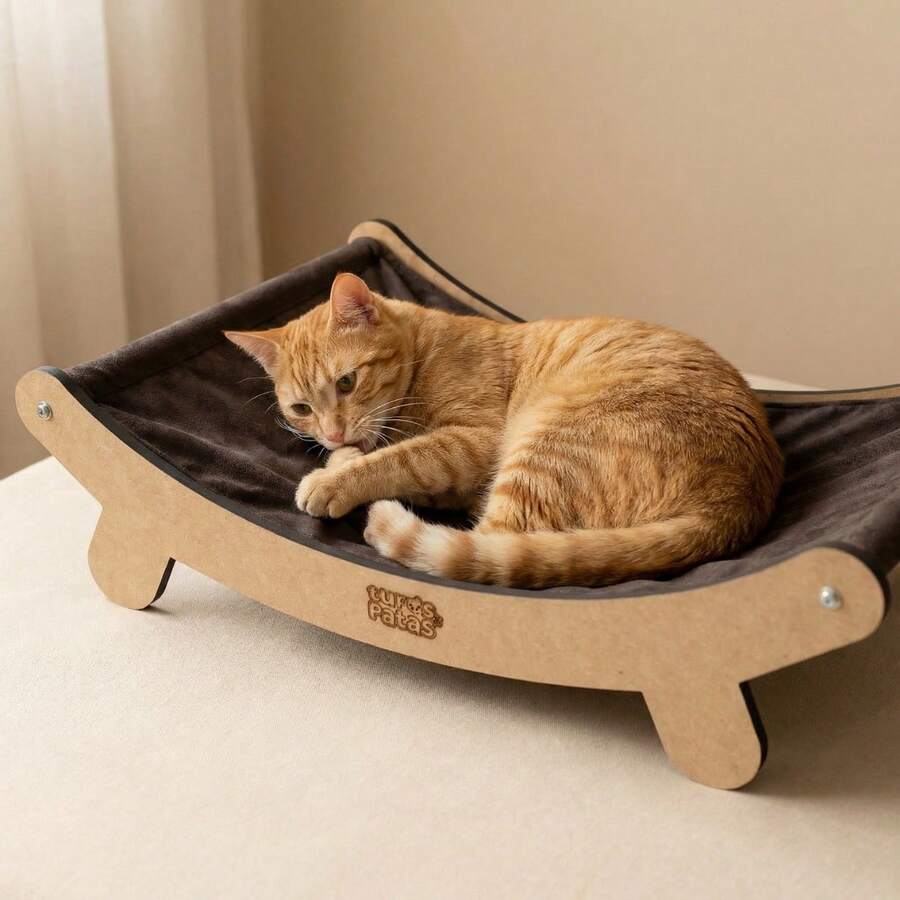 Cama para Gato Luxo Confortável Resistente e Quentinha Feita de MDF - Cama Marrom - Visão 1