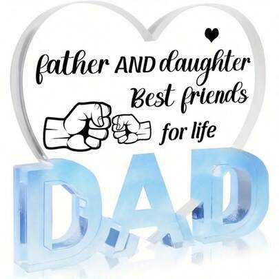 1pc Acrylic Heart-Shaped Plaque Gift, Best Gift For Father From Daughter/Son, Inspirational Quote Plaque For Father's Birthday, Christmas, Thanksgiving, Father's Day, Office Decor