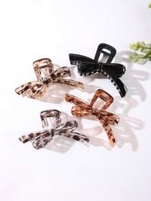 4pcs Niche High-End Ribbon Bow Hair Claw Clips, Personalized Back-Of-Head Bathing Updo Hair Clips, Large Hair Claw For Thick Hair, Hot Girl Half-Up Ponytail Seamless Fixing Hair Clips, Versatile Hair Accessories For Outings, Sports, Shopping, Parties, Camping, Performances, Afternoon Tea, Valentine's Day, Halloween, Carnival, Birthday Ideal Gift - Multicolor - View 14