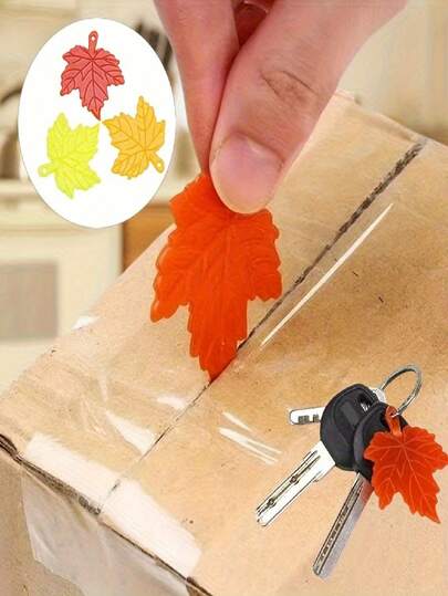 10 chiếc dao nhựa nhiều màu sắc cầm tay - Dao mở hộp đơn giản hình lá phong để mở hộp và bưu kiện, mặt dây chuyền móc khóa