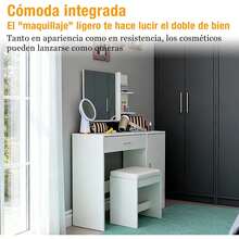 Tocador Blanco Con 2 Cajones, Diseño Moderno Y Funcional - Blanco - Ver 9