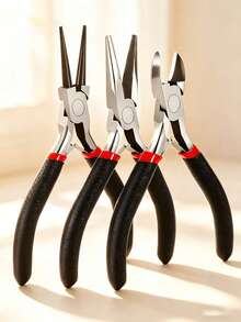 Bộ 6 kìm làm trang sức - Bộ dụng cụ làm trang sức, bao gồm kìm mũi nhọn, kìm cắt chéo, kìm mũi tròn, 2 nhíp và 1 dụng cụ mở vòng, thích hợp cho việc xâu hạt vòng tay và làm trang sức thủ công. - màu đen - Xem 12