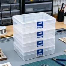 5 piezas Cajas de almacenamiento impermeables - 5 piezas Cajas de plástico transparente grandes con tapas, impermeables, apilables Contenedores de almacenamiento para cuentas, pendientes y artículos pequeños - Organizadores de archivos rectangulares duraderos - Juego de cinco - Ver 11