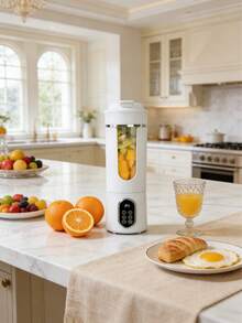 Licuadora portátil recargable por USB de 500ml con función de trituración de hielo, pantalla LED - 7.4V, para hacer jugos de frutas y verduras frescas, diseño compacto para batidos y bebidas saludables, apta para el hogar y viajes - Multicolor - Ver 8