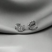 Luxury CZ Leaf Huggie Earrings For Women, Double Layer Leaf Cubic Zirconia Hoop Earrings, Elegant Statement Jewelry Gift - Vàng - Xem 5