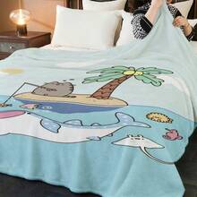 1pc Pusheens Cartoon Cat Plush Flannel Blanket - Soft All-Season Throw With Playful Cat & Heart Print, Multi-Use For Sofa, Bed, Office, Outdoor - Machine Washable, Perfect Gift For Friends & Family, Cute Blanket, Cozy Home-280gsm - multicolour 15 - 查看 7