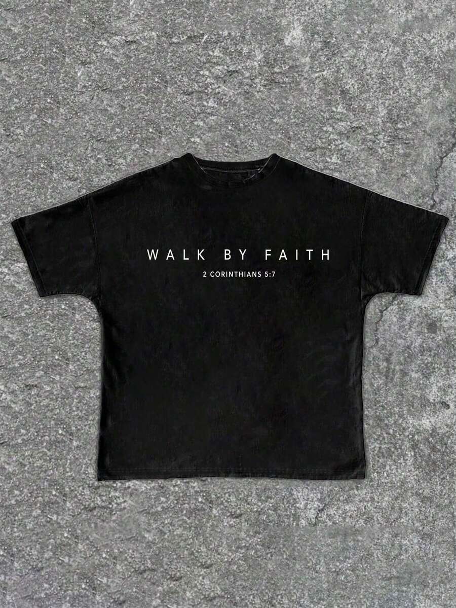Tween Boy Cotten Clothes,Y2K-Inspired Letter Print T-Shirt - Casual Crew Neck, Short Sleeve, Machine Washable - Perfect For Spring/Summer/Fall,Fashion, Streetwear, Unisex, Men, Women - 黑色 - 查看 1