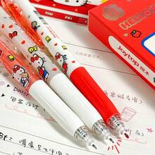 Miniso 三丽鸥卡通系列 Hello Kitty 红色系列 3 支装中性笔套装，经典高价值卡通印花，ST 笔尖 0.5mm 黑色墨水，学生考试书写必备签字笔（1 支） - 0.5mm黑色 - 查看 7
