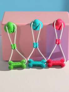 1pc TPR Suction Cup Bone Dog Chew Toy, Durable, Tough, Suitable For Aggressive Chewers - Multicolor - View 7