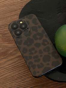 Gepard, Leopardmönster Minimalistiskt Frostat Gradient Brunt Grönt Bärnstensfärgat Leopardmönster Mobilskal Kompatibelt med 17ProMax/17Pro/17/16ProMax/15ProMax/14ProMax/13Pro/12/11/16/15/14/13 - Mörk Grön - Visa 3