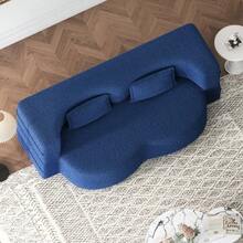 Modern Floor Sofa With 2 Pillows Convertible Teddy Fabric FoamFilled Sleeper Sofa Bed 15" Full Size Folding Mattress For Living Room Guest Bed Playroom No Assembly Required Blue - Azul + Teddy1 - Ver 4