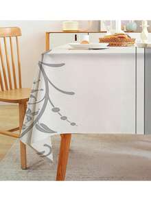 1pc Printed Tablecloth, European Style Rectangular Or Square Tablecloth, Minimalist Design Suitable For Picnics, Parties Or Room Decor - Grayish White - View 14